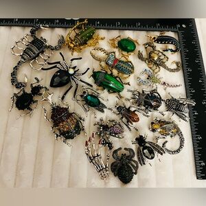 Lot of 20pc Mixed Bug Insect Brooch Lot Rhinestone Enamel Scorpion Spider Beetle